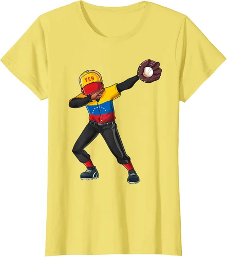 Vista 38 de Baseball Dabbing Venezuela Player Catcher Pitcher Hombres Niños Camiseta, Negro
