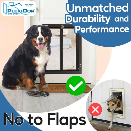 Vista 3 de PlexiDor Performance Pet Doors for Dogs and Cats - Puerta de perro con cerradura y llave - Bronce, tamaños XL Door-mount, lock and key