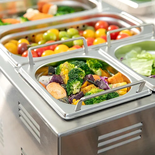 Vista 9 de Restaurantware Met Lux - Bandeja de mesa de vapor de 7 x 6.4 x 2.5 pulgadas, 1 sexto sartén de hotel, bandeja de acero inoxidable plateado profundo