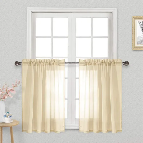 Vista 138 de DWCN Cortinas Transparentes Aqua de Voile Semitransparente con Bolsillo para Barra para Dormitorio y Sala de Estar, 36 x 36 pulgadas de Largo, Juego
