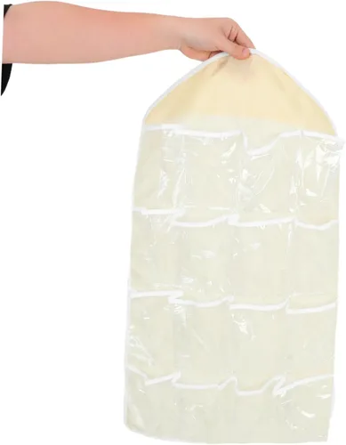 Vista 5 de UPKOCH Organizador de bolsa de almacenamiento colgante para puerta, organizador de bolsillo de pared beige para ropa interior, calcetines, joyas