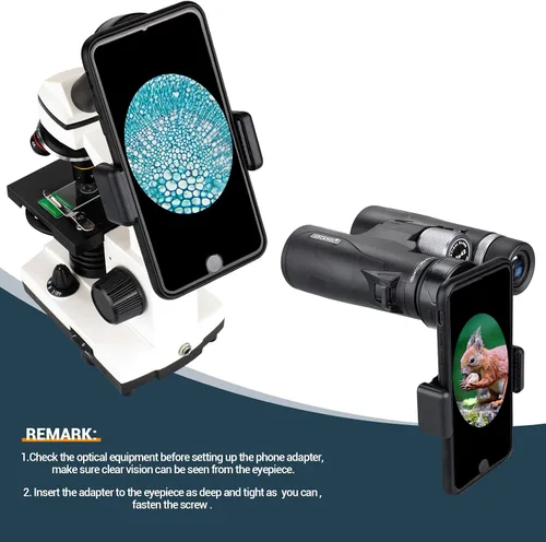 Vista 6 de LAKWAR Adaptador de teléfono para telescopio, soporte universal para teléfono celular, monóculos, microscopio, alcance de observación, telescopio