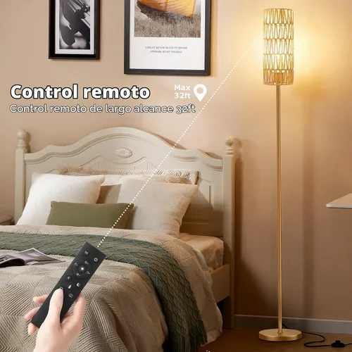 Vista 4 de Ambimall Lámparas de pie de 64 pulgadas para sala de estar con control remoto y colores regulables continuos, temperatura y brillo, lámpara de pie