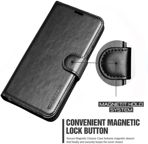 Vista 4 de Funda para Galaxy A10E, funda tipo cartera para Galaxy A10E, piel sintética de alta calidad, funda protectora con ranuras para tarjetas y soporte
