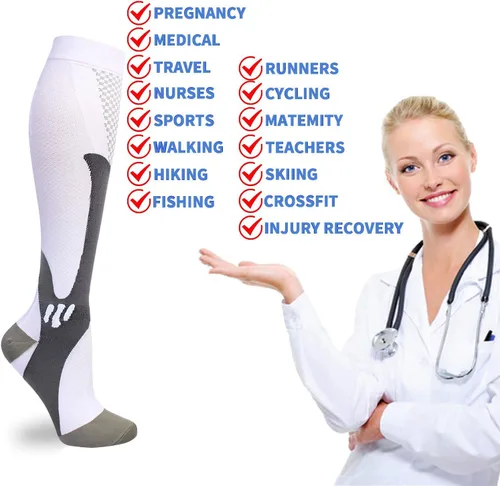 Vista 4 de 4 pares de calcetines de compresión para hombres y mujeres de 20 a 30 mmHg