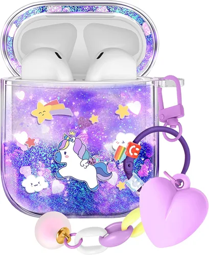 Vista 15 de Funda para Apple para Airpods 4 Case 2024 - Arena Movediza Líquida Arte Artístico Estético Funda Mujer Chica Mujeres Brillante Brillo Purpurina