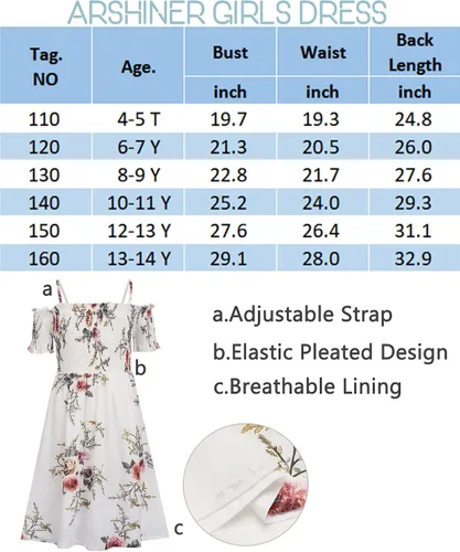 Vista 6 de Arshiner Vestido casual de verano floral sin mangas para niñas de 4 a 13 años