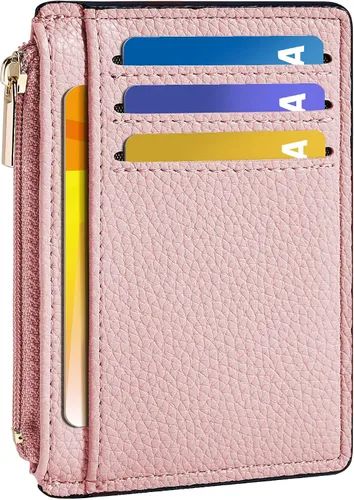 Vista 14 de Tipmile Tarjetero compacto para tarjetas de crédito con ventana de identificación para mujer, delgada y minimalista, bolsillo frontal, cartera