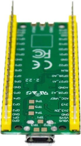 Vista 6 de 2 piezas de placa microcontrolador Raspberry Pi Pico con encabezados Interfaces digitales flexibles Basado en chip RP2040 Procesador ARM