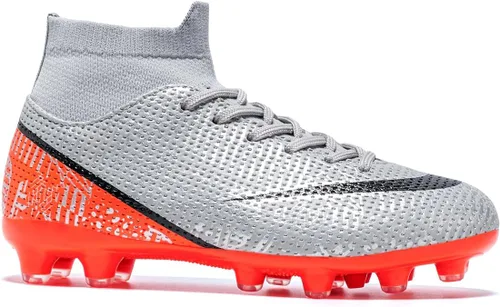 Vista 3 de Favdeol Tacos de fútbol para niños y niñas, zapatos de fútbol para entrenamiento de alta calidad, zapatos de fútbol para exteriores e interiores