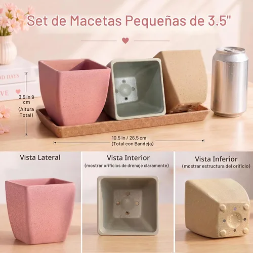 Vista 4 de Macetas pequeñas con agujeros de drenaje para macetas de hierbas