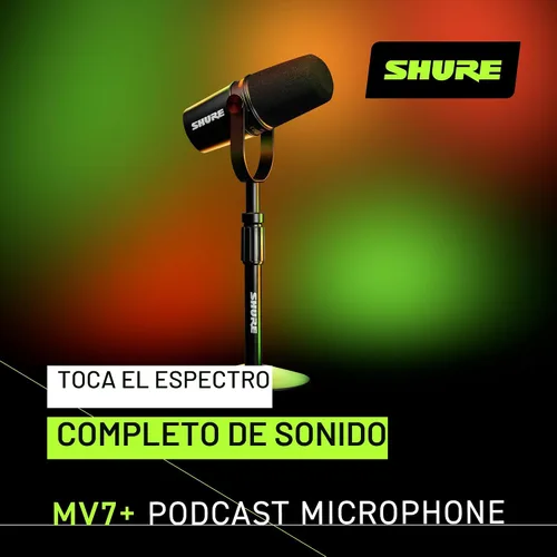Vista 3 de Shure MV7+ - Micrófono dinámico para podcast con soporte, certificado OBS, audio mejorado, panel LED, salidas USB-C y XLR, modo de nivel automático