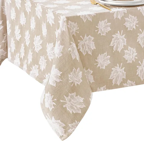 Vista 8 de Falling Leaves - Mantel jacquard color verde, 70 pulgadas de ancho x 70 pulgadas de largo, redondo