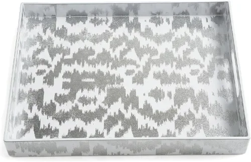 Vista 18 de Bandeja de servir azul con 4 asas, bandeja decorativa de plástico para mesa de café, otomana - Ideal para sala de estar y baño. 15 x 11 x 1.9