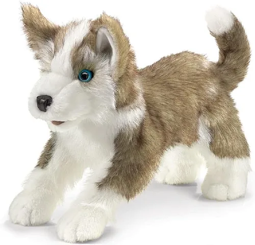 Vista 4 de Folkmanis Marioneta de mano Wolf Pup, gris, blanco, negro, 1 EA