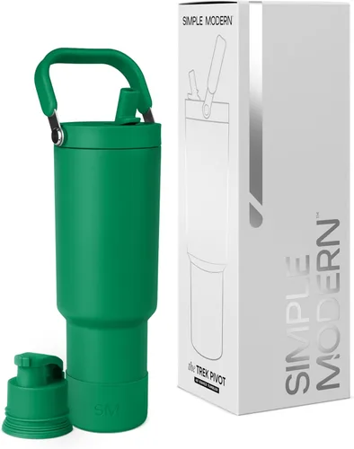 Vista 12 de Simple Modern Trek Pivot Vaso con pajita abatible de 30 oz con asa Botella de agua y protector Tapas intercambiables de pajita y para beber