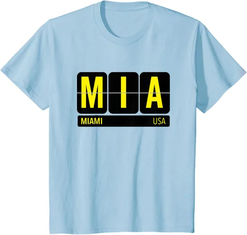 Vista 13 de MIA Miami Florida USA Travel Souvenir Yellow Text Camiseta, Blanco