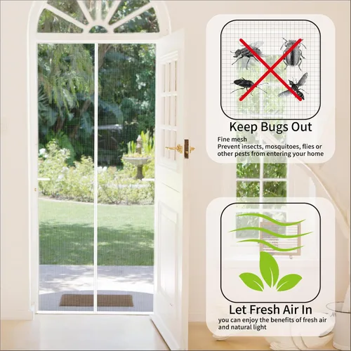 Vista 2 de CHIYUNS Malla Magnética Blanca para Puerta de Pantalla, Cierre Magnético Resistente de 36 x 96 pulgadas, Red Antimosquitos de Fibra de Vidrio