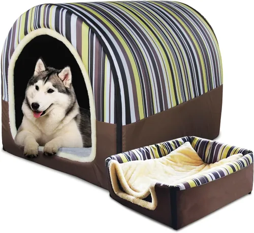 Vista 34 de Cama para gato o cama para perro, 2 formas de uso, casa de mascotas para interior con alfombra esponjosa, cubierta extraíble y lavable, fondo Grúas