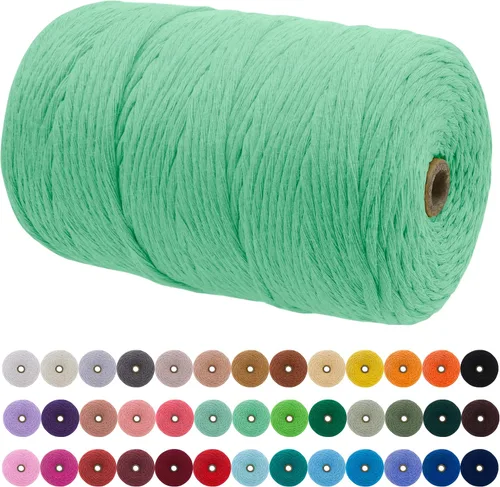 Vista 158 de JeogYong Cordón de macramé de un solo hilo 3 mm x 109 yardas (328 pies) Cuerda de algodón suave Hilo de macramé de 3 mm, suministros de macramé