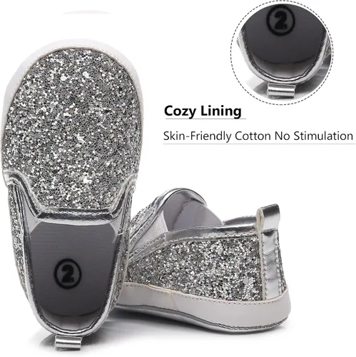 Vista 4 de HONGTEYA Zapatos para bebés niños y niñas, zapatos para bebés, mocasines de piel sintética, suela suave, antideslizantes, para niños pequeños