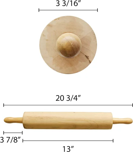 Vista 5 de TrueCraftware - Rodillo de madera de 13 pulgadas de diámetro de 3-1/4 pulgadas - Rodillo de madera para masa, rodillos clásicos de madera para todas