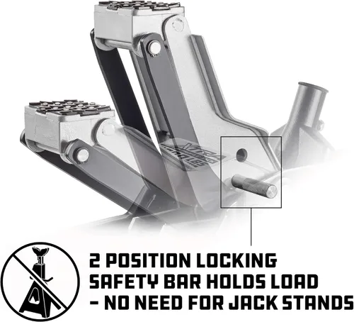 Vista 5 de Powerbuilt Xtra Gato de Suelo de Perfil Bajo para Vehículos con Barra de Seguridad, Gato Extra Bajo para Automóvil - Capacidad de Carga de 2