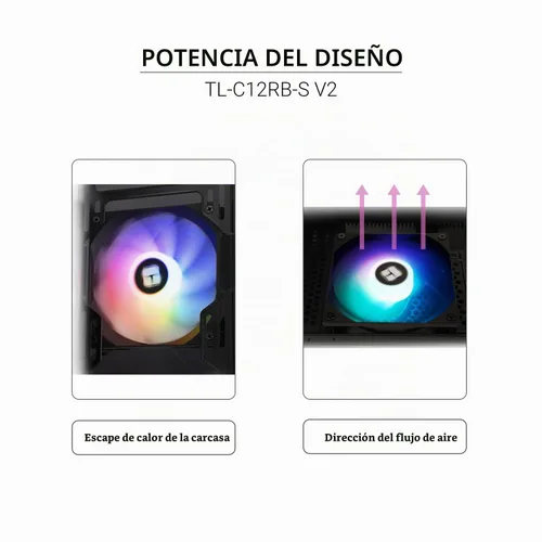 Vista 6 de Thermalright Ventilador de CPU TL-C12RB-S V2 PWM, conector PWM de 4 pines, ventilador de computadora con apertura ARGB, ventilador de refrigeración