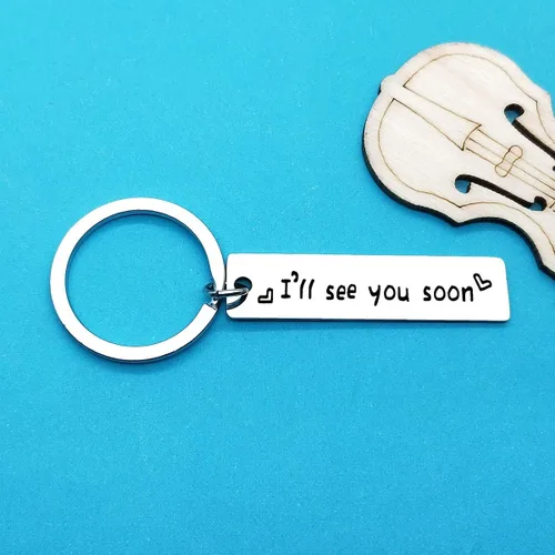 Vista 3 de Xiahuyu Llavero de regalo para relaciones a larga distancia, llavero con texto en inglés "I'll See You Soon", regalos para novio, novia, regalos