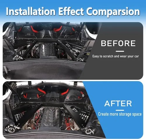 Vista 2 de Sekhyna Cubierta de panel de bahía del motor compatible con Chevrolet Corvette C8 Stingray 2020-2024 aleación de aluminio 2 piezas compartimento