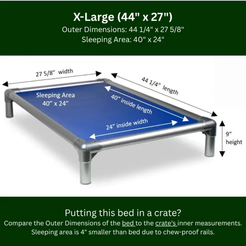 Vista 3 de Cama para perro Kuranda, a prueba de mordidas, de aluminio (plata), 40 onzas, vinilo sólido, Azul Royal Real