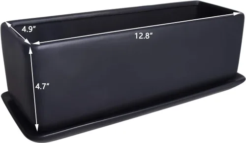 Vista 5 de Vencer Maceta rectangular moderna minimalista de cerámica para suculentas de 12 pulgadas, caja con ventana con platillo, soporte de escritorio