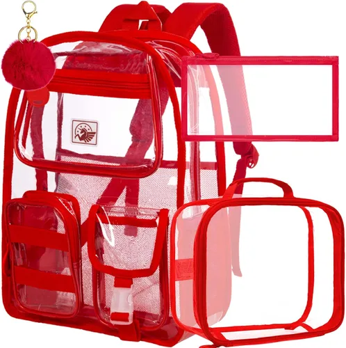 Vista 18 de Mochila transparente, resistente bolsa transparente para mujeres y hombres Heavy Duty