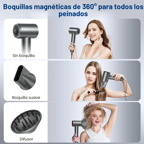 Vista 4 de Secador de pelo de alta velocidad, motor sin escobillas de 150000 RPM para secado ultrarrápido, secador de soplado iónico negativo de 1,640.4 ft
