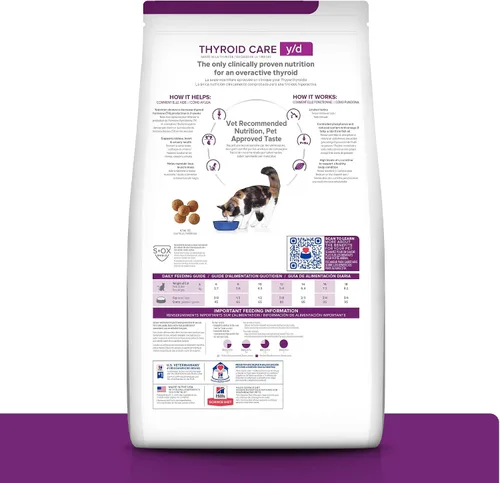 Vista 2 de Hill's Prescription Diet y/d Thyroid Care Alimento seco para gatos # 1 recomendado por veterinarios, receta de pollo, 4 libras. Bolsa