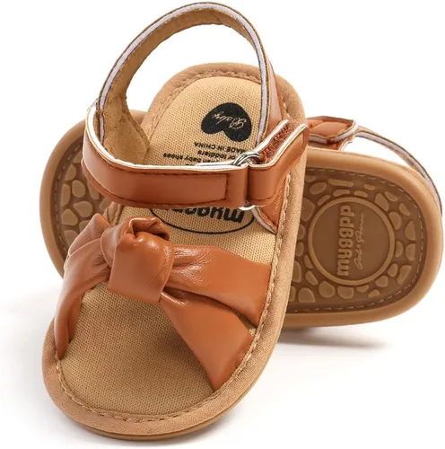 Vista 3 de COSANKIM Sandalias de verano para bebés y niñas con suela suave de flores, zapatos de vestir para cuna, recién nacidos, para recién nacidos