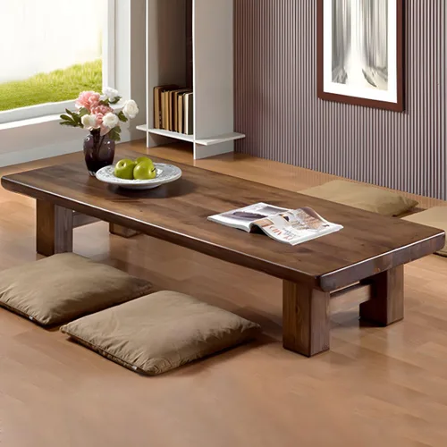 Vista 10 de Mesa de centro contemporánea de madera maciza de 4 patas, mesa de centro de estilo japonés Tatami, mesa baja de madera de pino zen, mesa de té