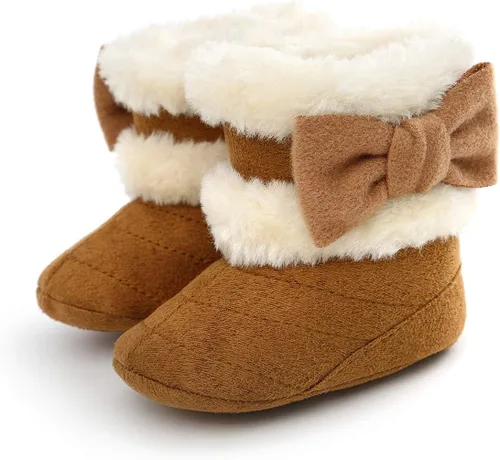 Vista 3 de COSANKIM Botas de nieve para recién nacidos, para bebés, niñas y niños, suela suave, antideslizante, cálidas, para invierno, para niños pequeños