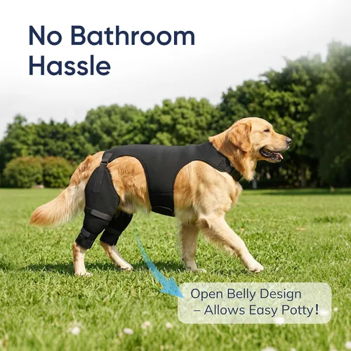 Vista 3 de Supet Dog Rear Leg Sleeve to Stop Licking- Potty-Friendly for TPLO ACL Surgery Leg Injuries, Chew Resistant Washable Recovery Sleeve, for Male and