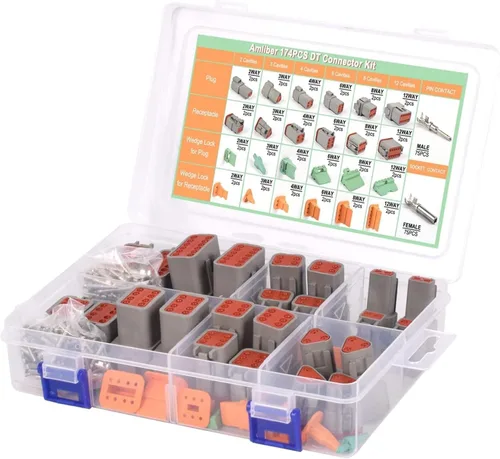 Vista 2 de 174 piezas 12 kits de conectores DT serie DT 2 3 4 6 8 12 pines conectores con tamaño 16 contactos estampados para conector Deutsch, conector