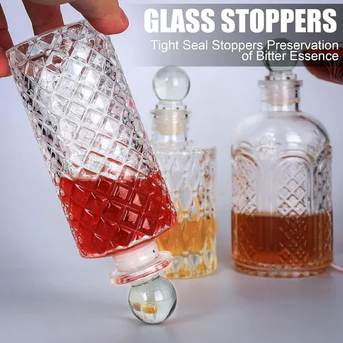Vista 4 de SuproBarware Botella amargo para cócteles – Botellas de vidrio Dasher con tapas de tablero, ideal para camarero, bar en casa