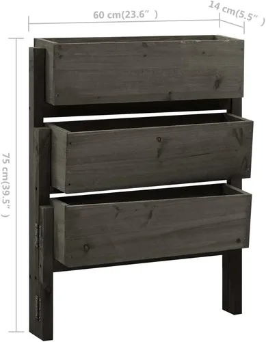 Vista 5 de Maceta plegable para jardín, color gris, de 23.6 x 5.5 x 29.5 pulgadas, madera maciza de madera maciza, cama de jardín elevada, macetas al aire