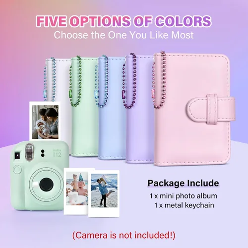 Vista 7 de Mini álbum de fotos de 32 bolsillos compatible con Fujifilm Instax Mini Film - Instax Mini 12 99 70 7s 8 8+ 9 11 25 50s 90 99, mini álbum de fotos