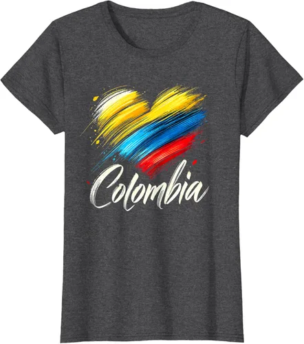 Vista 7 de Camiseta de orgullo colombiano con corazón de la bandera de Colombia