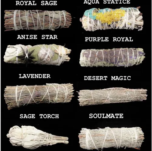 Vista 6 de Incienso personalizado con dos manchas de salvia hechas a mano de 4 pulgadas, variedad (incienso)