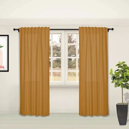 Vista 18 de Frelement Cortinas opacas de lino natural, paneles de cortinas con ojales para sala de estar, cortinas con aislamiento térmico, 52 pulgadas de ancho