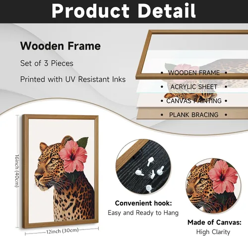 Vista 2 de Arte de pared de guepardo rosa, lienzo Y2K, decoración de pared, póster de guepardo moderno, estampado de leopardo rosa, decoración de habitación