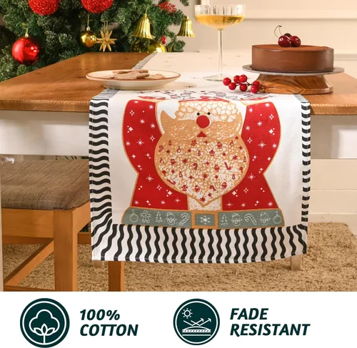 Vista 5 de Folkulture Camino de mesa navideño de 72 pulgadas de largo para decoraciones de mesa – camino de mesa rojo 100% algodón estilo rústico para café