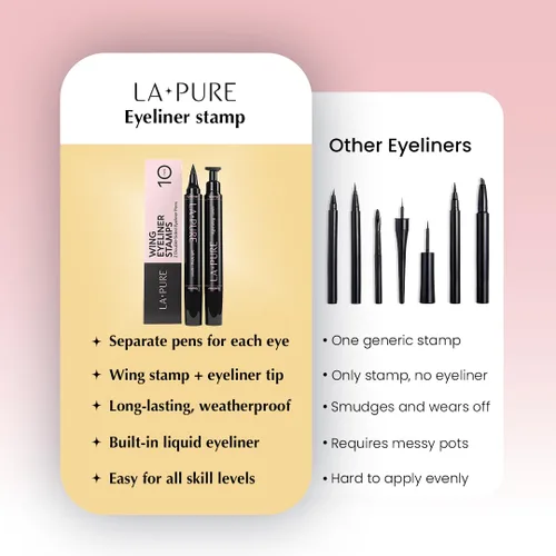 Vista 8 de Sello original para delineador., 10mm, Negro Waterproof Liquid Eyeliner – Fine Tipped Pen Eyeliner Stencil Smudge Proof Eye Liner Tiktok Trend