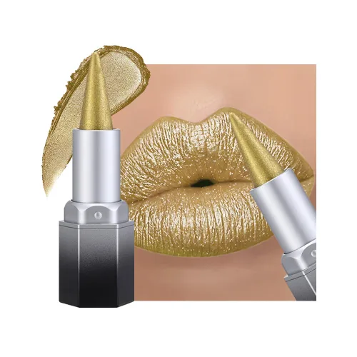 Vista 49 de evpct Combo de delineador de labios metálico rosa brillante y lápiz labial, lápiz labial con punta de cono para mujer, de larga duración